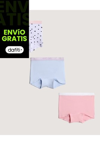 Ropa Interior X3 Infantil Niña Boxer Color Negro Marca Ostu #90180107 Ostu