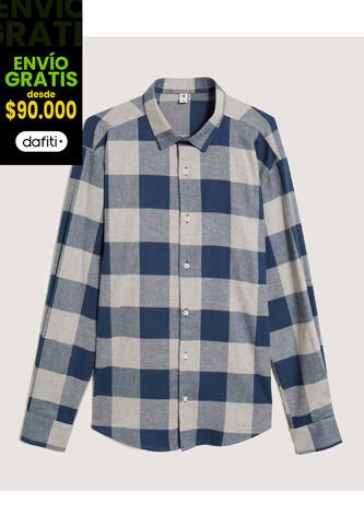 Camisa  Para Hombre Manga Larga Sin Bolsillo Cuello Casual M Color Gris Marca Ostu #60010873 Ostu