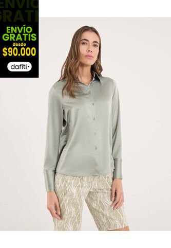 Camisa  Para Mujer Manga Larga Color Verde Marca Ostu #40010321 Ostu