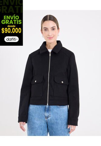 Chaqueta  Para Mujer Trucker Color Negro Marca Ostu #40080258 Ostu