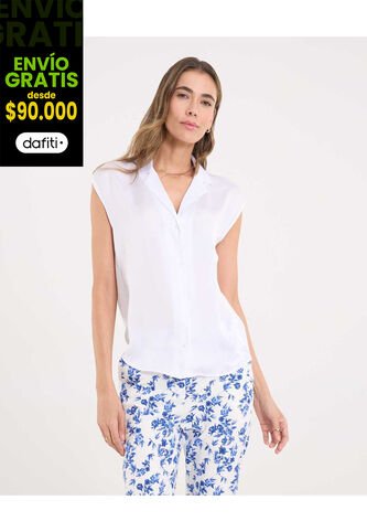 Camisa  Para Mujer Manga Corta Color Blanco Marca Ostu #40010346 Ostu