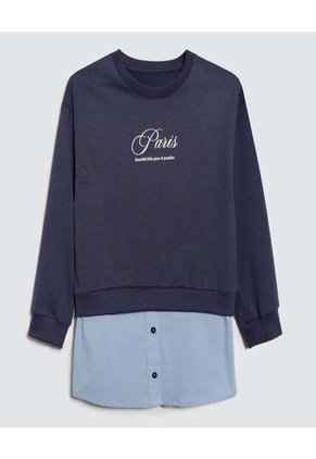 Buzo Para Niña Cuello Redondo Color Azul  Marca Ostu #90060104