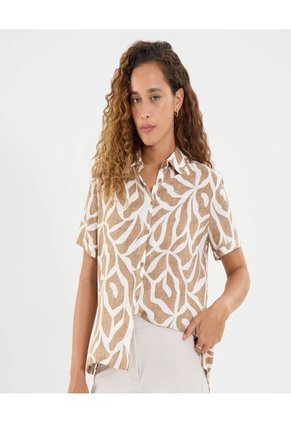 Camisa Para Mujer Manga Corta Color Hueso Marca Ostu #40010302