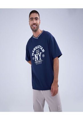 Camiseta Para Hombre Manga Corta Color Azul  Marca Ostu #60091316