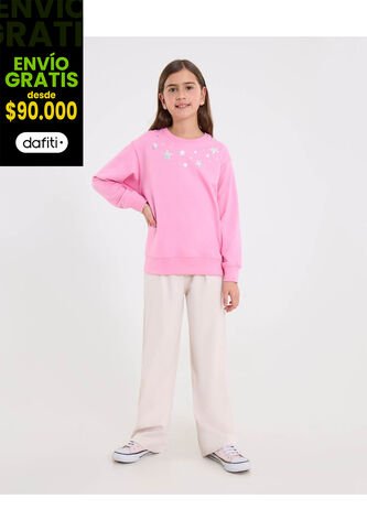 Buzo  Infantil Niña Cuello Redondo Color Rosado Marca Ostu #90060162 Ostu