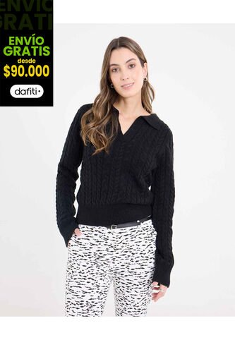 Saco  Para Mujer Cuello Camisero Color Negro Marca Ostu #40330095 Ostu