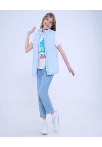 Chaleco Para Niña  Color Celeste Marca Ostu #90250004 Ostu