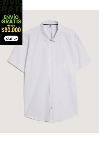 Camisa  Para Hombre Manga Corta Con Bolsillo Cuello Casual M Color Blanco Marca Ostu #60010883 Ostu