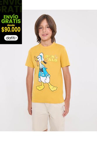 Camiseta  Infantil Niño Manga Corta Cuello Redondo Color Mostaza Marca Ostu #80090324 Ostu