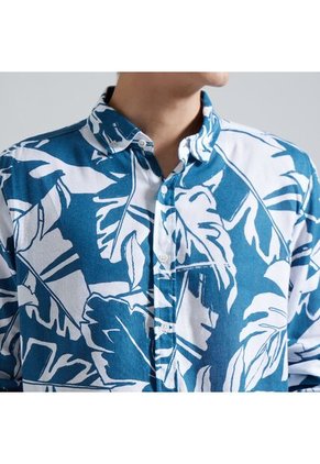 Camisa Para Hombre Manga Larga Sin Bolsillo Color Azul  Marca Ostu #60010596