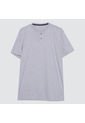 Camiseta Para Hombre Manga Larga Cuello Henley Color Gris  Marca Ostu #60090839 de Ostu