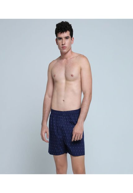 Boxer Para Hombre Bragueta Largo Algodón Color Azul  Marca Ostu #60000419