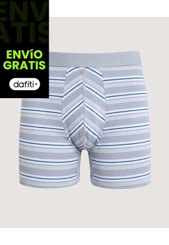 Bóxer Medio Rayas Clásicas  Para Hombre Gris Ostu Ostu