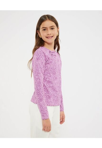 Camiseta Infantil Niña Manga Larga Cuello Redondo Color Morado Marca Ostu #90090322