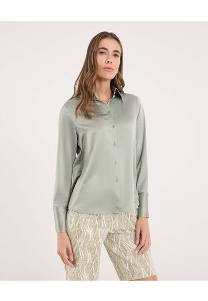 Camisa  Para Mujer Manga Larga Color Verde Marca Ostu #40010321