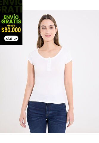 Camiseta  Para Mujer Manga Corta Cuello Redondo Color Crema Marca Ostu #40092698 Ostu