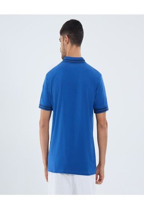 Polo Para Hombre Cuello Tejido Sin Bolsillo Color Azul Marca Ostu #60110769