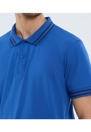 Polo Para Hombre Cuello Tejido Sin Bolsillo Color Azul Marca Ostu #60110769