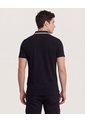 Polo  Para Hombre Cuello Tejido Sin Bolsillo Color Negro Marca Ostu #60110901 de Ostu