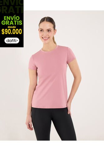 Camiseta  Para Mujer Manga Corta Cuello Redondo Color Rosa Marca Ostu #40092650 Ostu