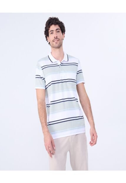 Polo Para Hombre Cuello Tejido Con Bolsillo Color Blanco Marca Ostu #60110716