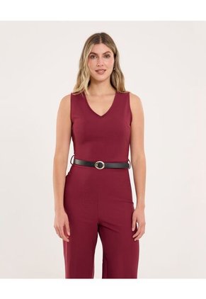 Enterizo Para Mujer Manga Sisa Color Vino Marca Ostu #40320137