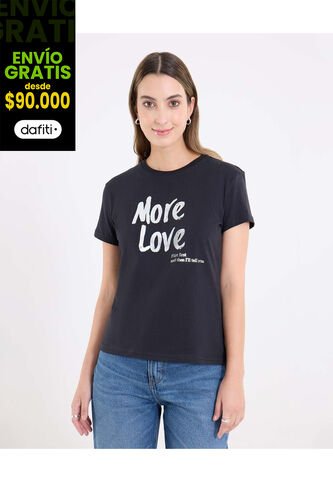 Camiseta  Para Mujer Manga Corta Cuello Redondo Color Negro Marca Ostu #40092709 Ostu