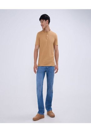 Polo Para Hombre Cuello Mao Sin Bolsillo Color Camel Marca Ostu #60110720