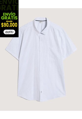 Camisa  Para Hombre Manga Corta Con Bolsillo Cuello Casual M Color Blanco Marca Ostu #60010880 Ostu