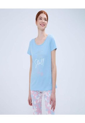 Pijama Para Mujer M/C Capri Color Azul  Marca Ostu #40040404