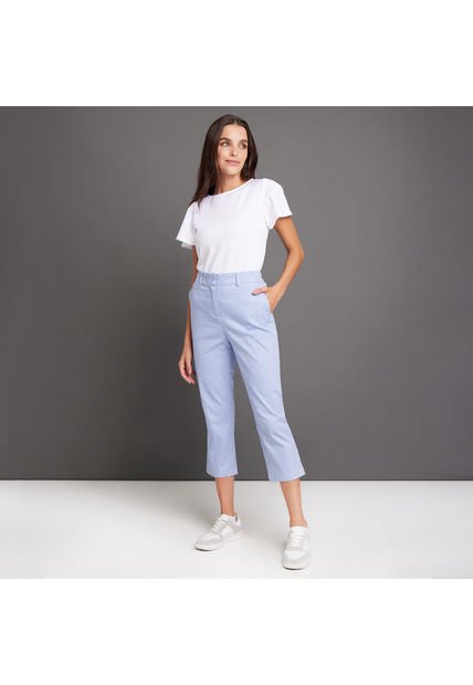 Pantalon Para Mujer Capri Color Azul Claro Marca Ostu #40070404