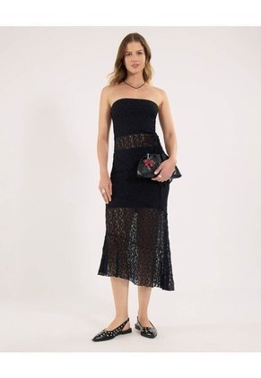 Falda Para Mujer Largo Color Negro Marca Ostu #40140180