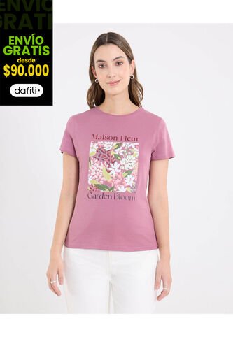 Camiseta  Para Mujer Manga Corta Cuello Redondo Color Morado Marca Ostu #40092673 Ostu