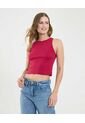 Camiseta Para Mujer Crop Top Color Rojo Marca Ostu #40092433 de Ostu