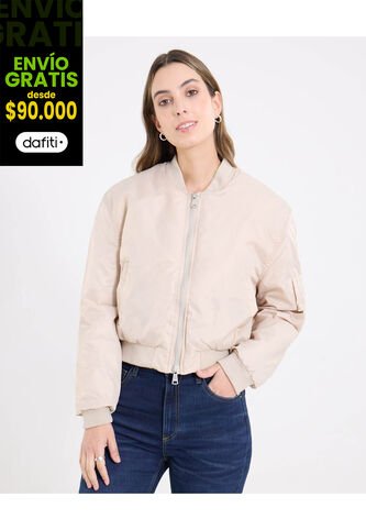 Chaqueta  Para Mujer Bomber Color Beige Marca Ostu #40080217 Ostu