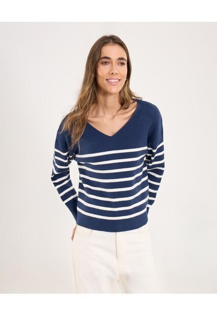Saco Para Mujer Cuello V Color Azul  Marca Ostu #40330078