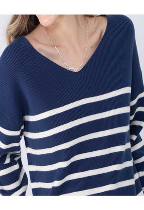 Saco Para Mujer Cuello V Color Azul  Marca Ostu #40330078