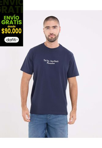 Camiseta  Para Hombre Manga Corta Cuello Redondo Color Azul Marca Ostu #60091790 Ostu