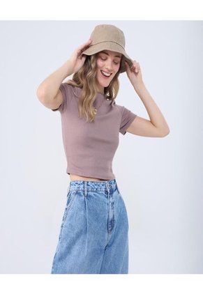 Crop Top Para Mujer Crop Top Color Café Claro Marca Ostu #40092335