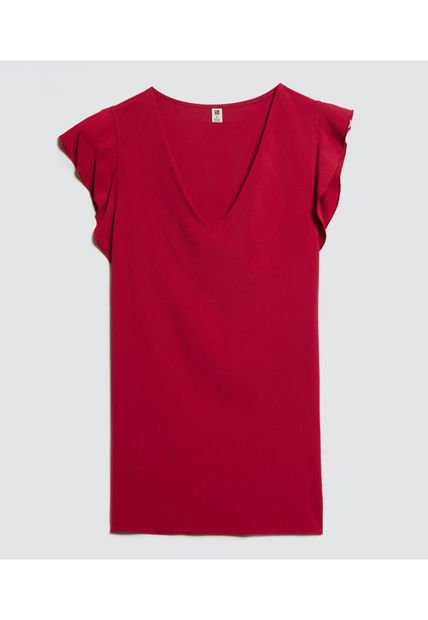 Blusa Para Mujer Manga Corta Color Rojo Marca Ostu #40121037
