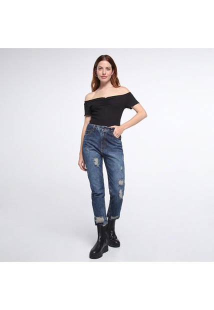 Jean Para Mujer Mom Color Azul  Marca Ostu #40160281