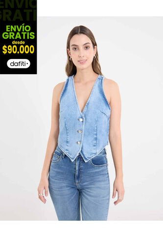 Chaleco  Para Mujer Plano Color Azul Marca Ostu #40250028 Ostu