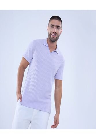 Polo Para Hombre Cuello Tejido Sin Bolsillo Color Lila  Marca Ostu #60110697 Ostu