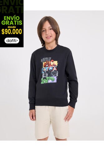 Buzo  Infantil Niño Cuello Redondo Color Negro Marca Ostu #80060201 Ostu