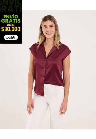 Blusa  Para Mujer Manga Sisa Color Vino Marca Ostu #40121189 Ostu