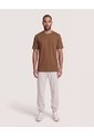 Camiseta Unicolor Texturizada  Para Hombre Café Ostu de Ostu