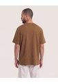 Camiseta Unicolor Texturizada  Para Hombre Café Ostu de Ostu