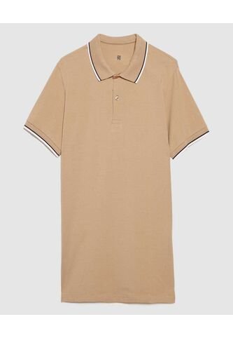 Polo Para Hombre Cuello Tejido Sin Bolsillo Color Beige Marca Ostu #60110714 Ostu