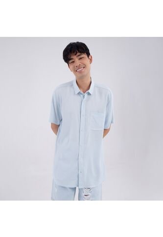 Camisa Para Hombre Manga Corta Con Bolsillo Color Azul  Marca Ostu #60010566 Ostu