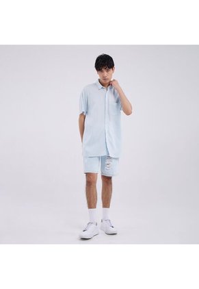 Camisa Para Hombre Manga Corta Con Bolsillo Color Azul  Marca Ostu #60010566